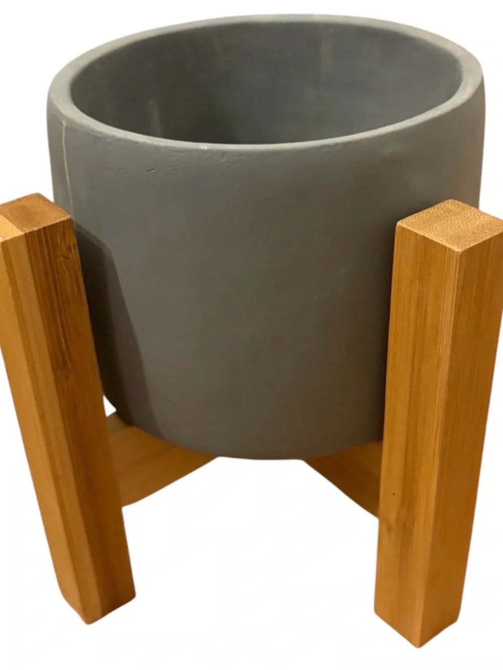 Inspella Grey Planter with a Wooden Stand NIB